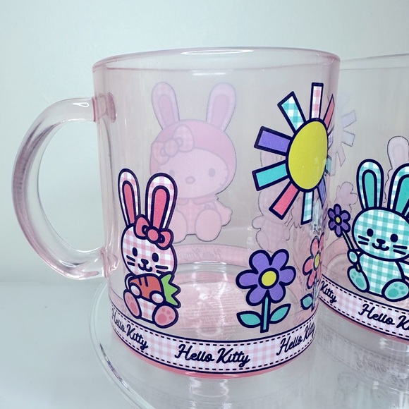 Hello Kitty Pink Glass Easter Mug Set of 2 - Picture 2 of 4